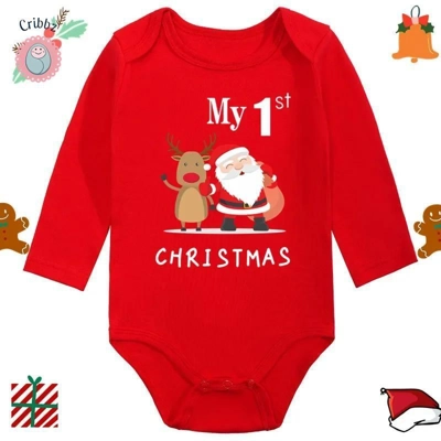 My First Christmas Baby Romper Set title=