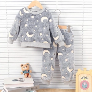 Cozy Fluorescent Plush Pajama Set for Boys