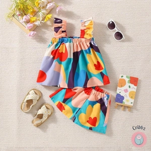 Casual Summer Baby Girls Vest Set