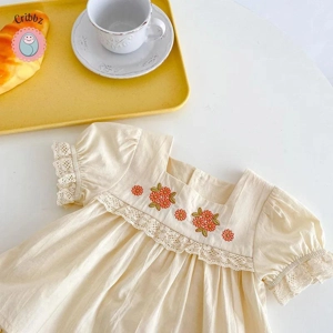 Summer Floral Embroidery Baby Clothing Set