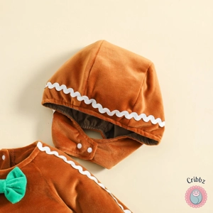 **Gingerbread Baby Romper Set with Hat**