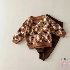 **Ghost Print Baby Boy Halloween Outfit**