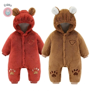 Winter Baby Romper with Ears and Hood