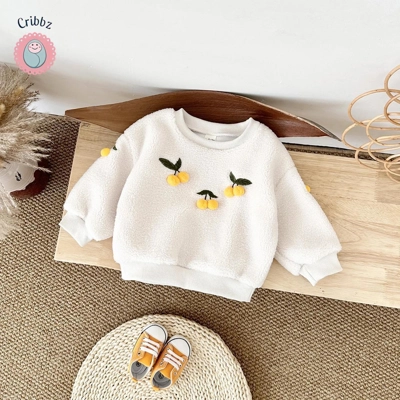 Winter Baby Lamb Wool Embroidery Top title=