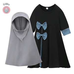 Muslim Baby Girl Abaya Dress with Hijab