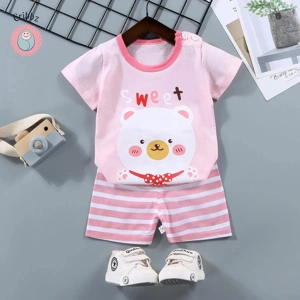 Kids Cartoon Print T-Shirt & Shorts Set