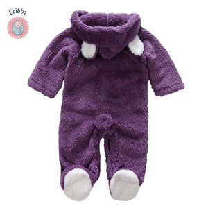 Winter Plush Baby Cartoon Hooded Romper