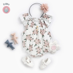Summer Cotton Baby Girl Bodysuit Set