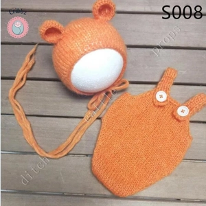 Handcrafted Mohair Baby Bonnet and Pants Set