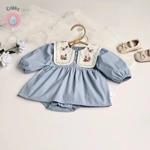 Autumn Pleated Baby Bodysuit for Girls