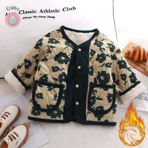 Cute Floral Fleece Padded Winter Jacket