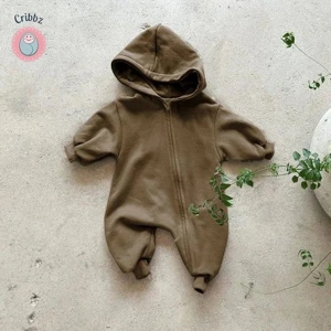 Baby Hooded Zip-Up Jumpsuit for Newborns
