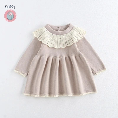 Knitted Autumn Dress for Girls 0-5Y title=