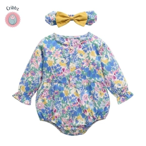Cute Cotton Baby Girl Bodysuits with Headband