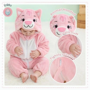 Hooded Flannel Baby Romper Jumpsuit