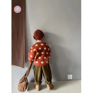 Vintage Polka Dot Knit Pullover for Kids