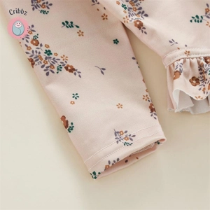 Floral Print Backless Ruffle Swimwear for Girls