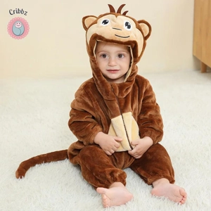 Winter Dinosaur Hooded Baby Jumpsuit