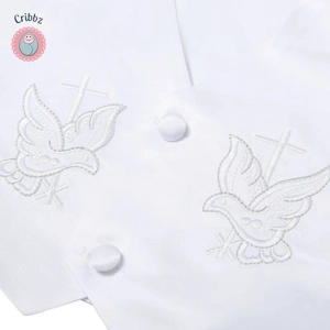 Stylish White Baptism Gown for Baby Boys