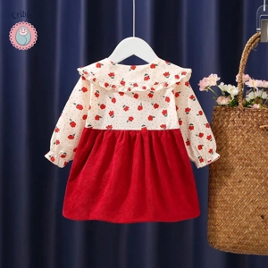 Autumn Newborn Girls Cartoon Flower Dress