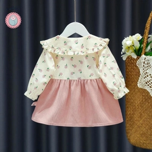 Autumn Newborn Girls Cartoon Flower Dress