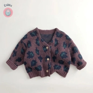 Leopard Print Knit Cardigan for Kids