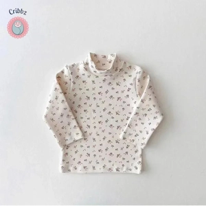 Girls Cotton Long-Sleeve Turtleneck T-Shirt