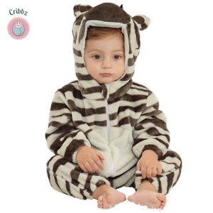 Hooded Flannel Baby Romper Jumpsuit