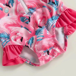 Flamingo Flower Print Baby Girl Swimwear