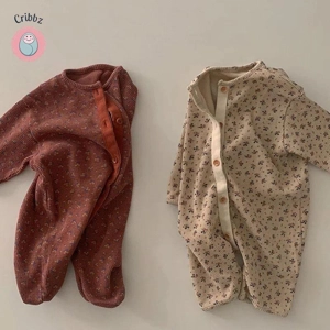 Waffle Infant Romper with Floral Print