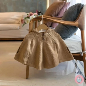 Childrens Hooded Knit Cloak Coat