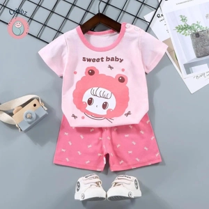 Kids Cartoon Print T-Shirt & Shorts Set