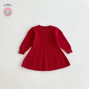 Girls Knitted A-Line Sweater Dress