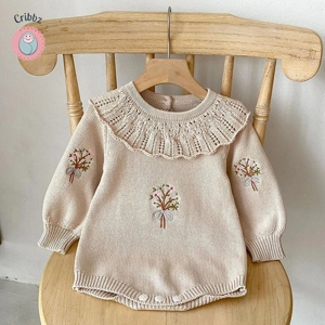 Baby Girl Knit Embroidered Jumpsuit