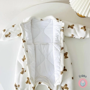 Cute Bear Print Winter Baby Jumpsuit