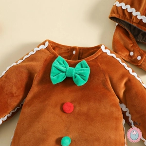 **Gingerbread Baby Romper Set with Hat**