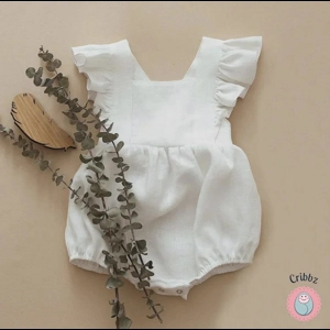 Summer Ruffled Cotton Linen Baby Romper