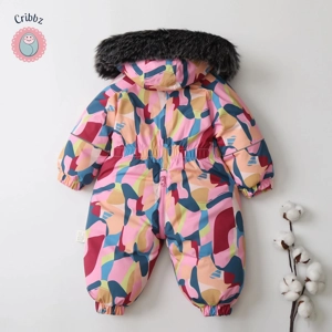 Winter Waterproof Kids Ski Suit with Fleece Lining