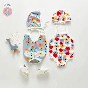 Cute Floral Baby Girl Swimwear Set