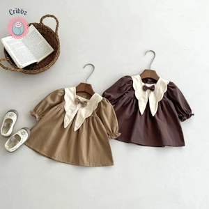 Retro Ruffle Bow Knot Dress for Girls