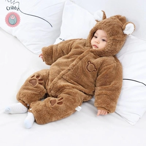 Winter Baby Romper with Ears and Hood