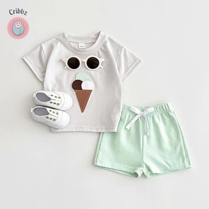 Ice Cream Print Baby Outfit Set