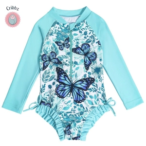 Girls Long Sleeve Butterfly Swimsuit