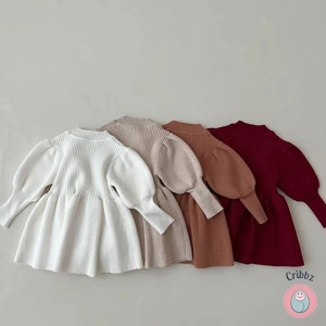 Autumn Vintage Style Puff Sleeve Dress