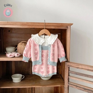 Autumn Knitted Bodysuit for Baby Girls