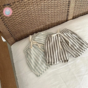Vintage Stripe Baby Shorts with Pockets