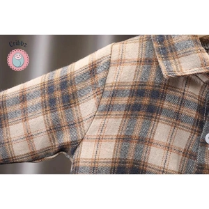 Plaid Cotton Long Sleeve Shirt for Kids
