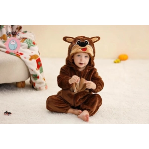 Hooded Flannel Baby Romper Jumpsuit