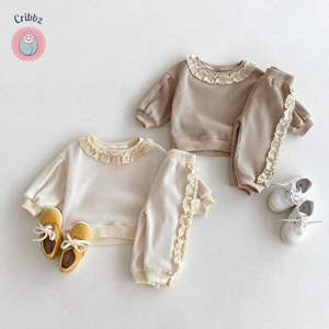 Girls Sweet Lace Hoodie & Trousers Set