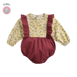 Cute Floral Long Sleeve Baby Bodysuits